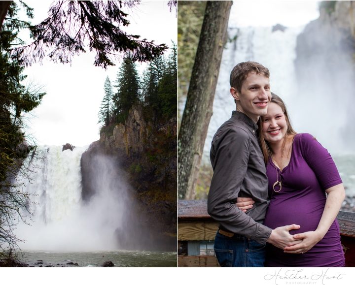 Anna and Joel- Seattle Maternity Session at Snoqualmie Falls, Heather Hurt Photography